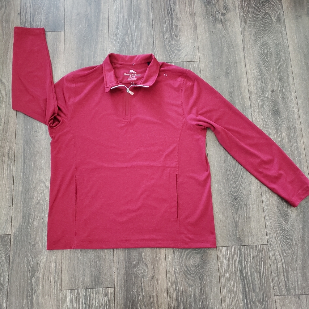 Tommy Bahama Delray Sport 1/4 Zip Pullover Top Mens XL Burgandy Maroon